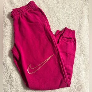 Pink Nike Sweatpants with Gold Swish